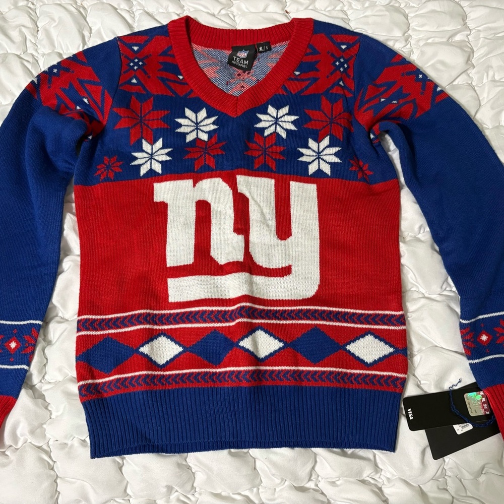 Men's Red and Blue Sweater